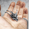 Vue complète du Collier Pendentif Tête de Mort Crânee de Dragon en Acier Inoxydable