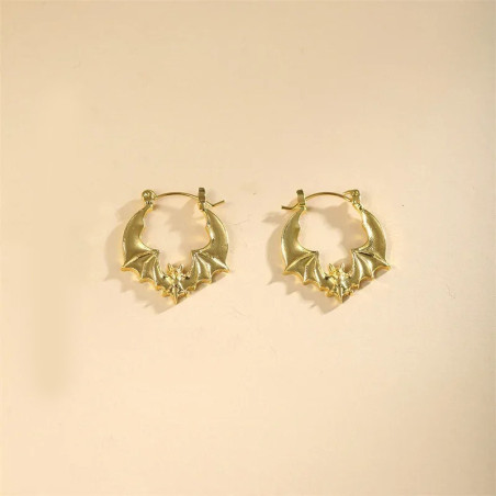 Boucles d'Oreilles Gothique Créaloes Chauve-Souris Vintage modèle or