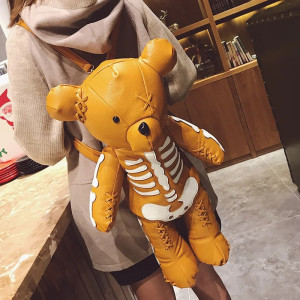 Sac à Main Gothique Design Squelette Nounours Punk Rock couleur jaune