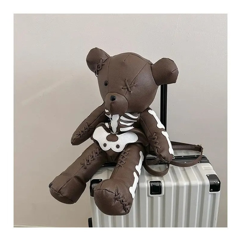 Sac à Main Gothique Design Squelette Nounours Punk Rock marron