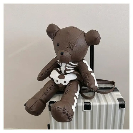 Sac à Main Gothique Design Squelette Nounours Punk Rock marron