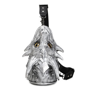 Sac à Main Gothique Amusant Design Tête de Dragon couleur argent