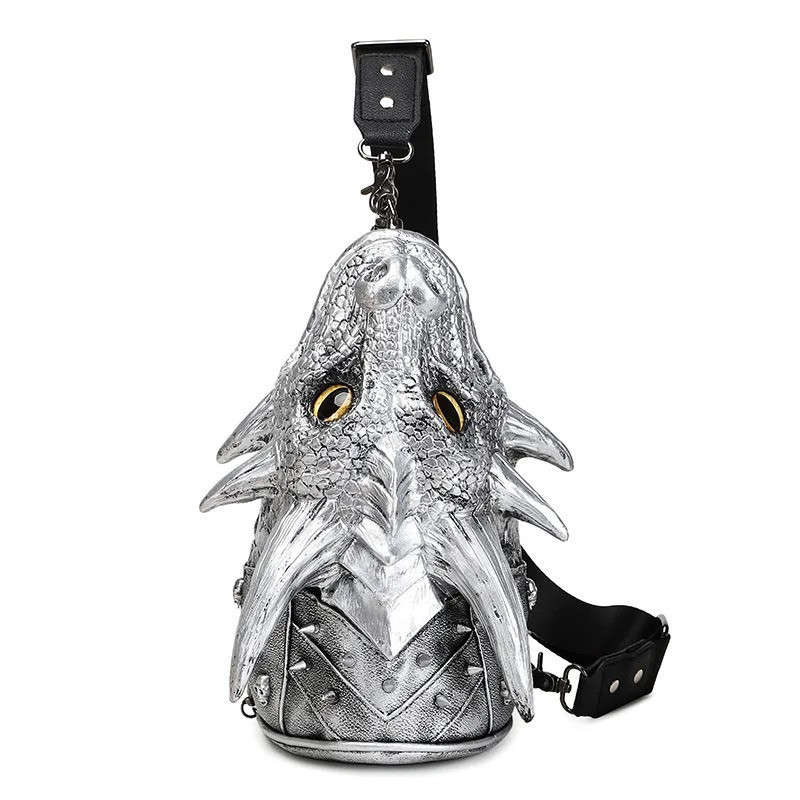 Sac à Main Gothique Amusant Design Tête de Dragon couleur argent