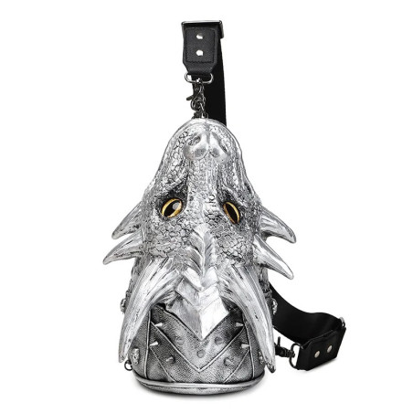 Sac à Main Gothique Amusant Design Tête de Dragon couleur argent