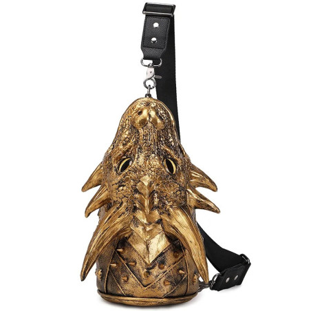 Sac à Main Gothique Amusant Design Tête de Dragon couleur or