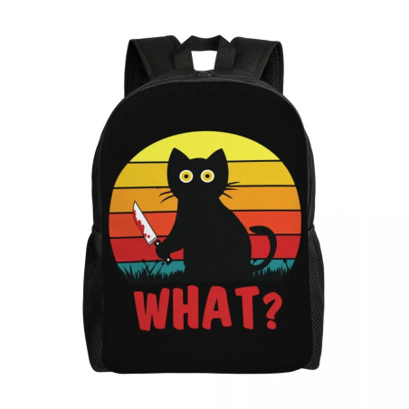 Sac à Dos Gothique Chat Noir Meutrier Humour Noir model 4