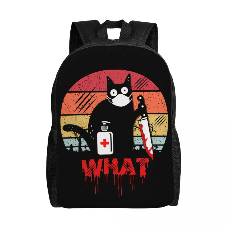 Sac à Dos Gothique Chat Noir Meutrier Humour Noir model 6