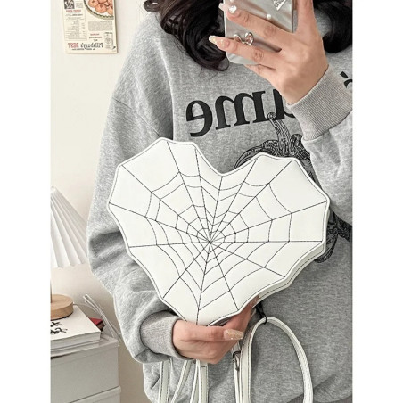 Sac à Main Gothique Design Coeur Romantique en Toile d'Araignée couleur  blanc