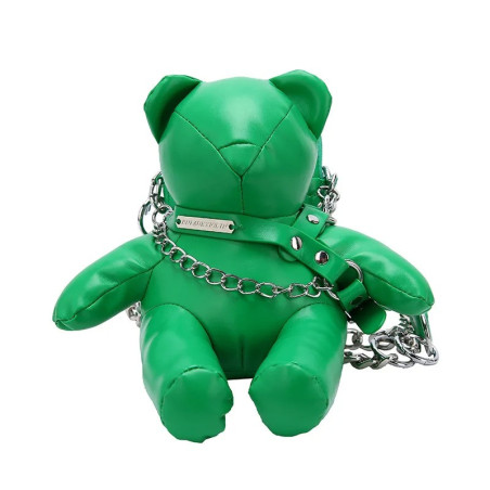 Sac à Main Gothique Nounours en Cuir de couleur vert