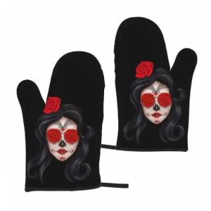 Gants de Cuisine Tête de Mort à motifs Santa Muerte - model 1