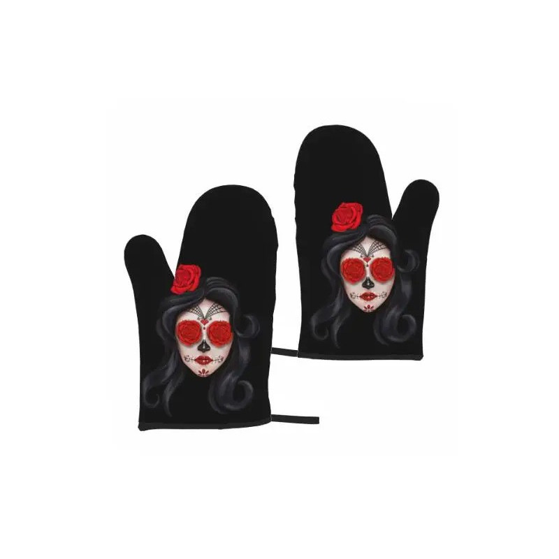 Gants de Cuisine Tête de Mort à motifs Santa Muerte - model 1