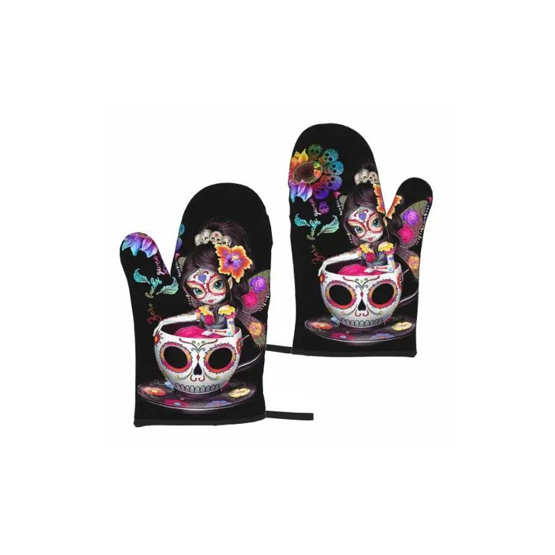 Gants de Cuisine Tête de Mort à motifs Santa Muerte - Model 2