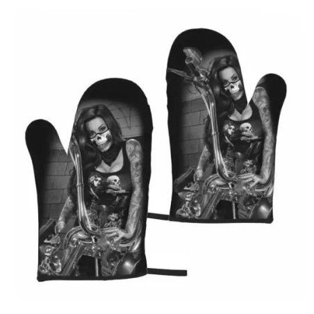Gants de Cuisine Tête de Mort à motifs Santa Muerte - Model 4