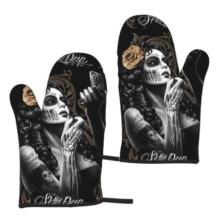 Gants de Cuisine Tête de Mort à motifs Santa Muerte - Model 3