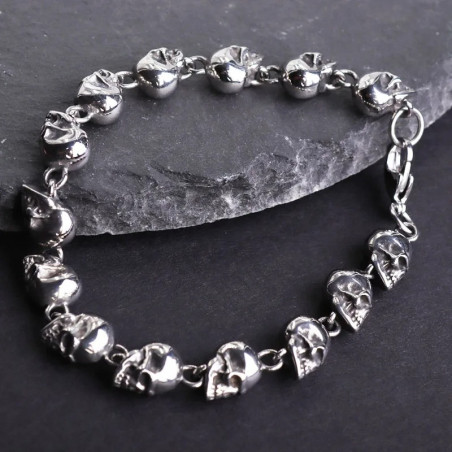 racelet Crânes en Argent Massif | Accessoire Gothique Élégant