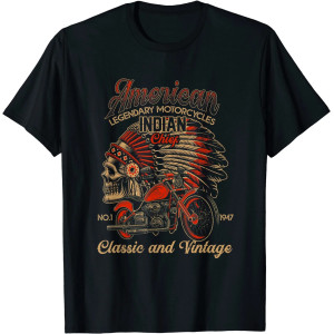 T-Shirt Tête de Mort Biker American Indians