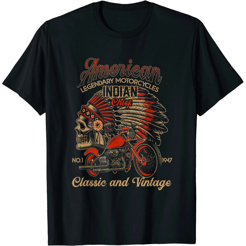 T-Shirt Tête de Mort Biker American Indians