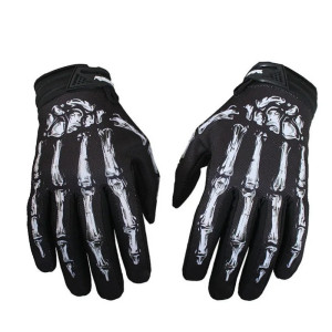 Paire de Gants Tête de Mort de Moto Skull Design Mains Squelette