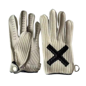 Paire de Gants Tête de Mort de Moto Design Croix Noire