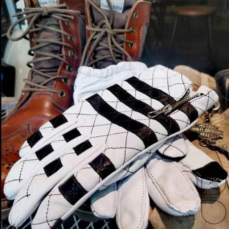 Gants Moto Vintage "Main de Mommie" en Cuir - Boutique Tête de Mort