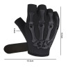 dimensions Gants Tête de Mort demi-doigts Moto Cyclisme Design Main Squelette Noir