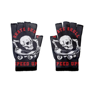 Gants Tête de Mort demi-doigts Skater "Skate Skull - Speed Up !"