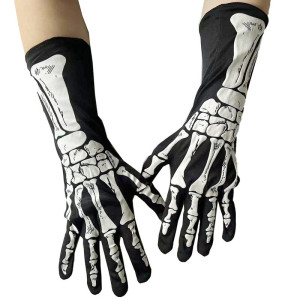 Paire de Gants Mi-Longs Tête de Mort MItaines Cosplay