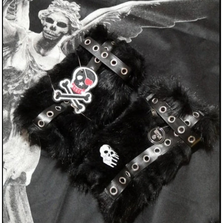 Gants Longs Skull Mitaines Gothique Chic Sans doigts pour femme en Fourruree