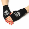 Gants Longs Skull Pirates Mitaines Gothique Chic Sans doigts Crâne Strass pour femme