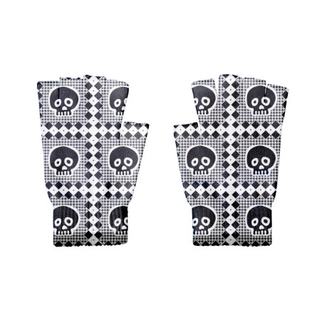 Gants sans doigts Crânes Skulls Fous pour femme