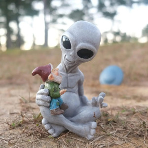 Magnifique Figurine Alien et Nain de Jardin "Namasté MotherFuckers"