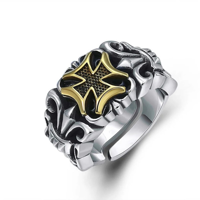 Bague Biker Punk Croix de Fer - Redimensionnable