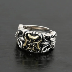 Bague Biker Punk Croix de Ferr - Redimensionnable