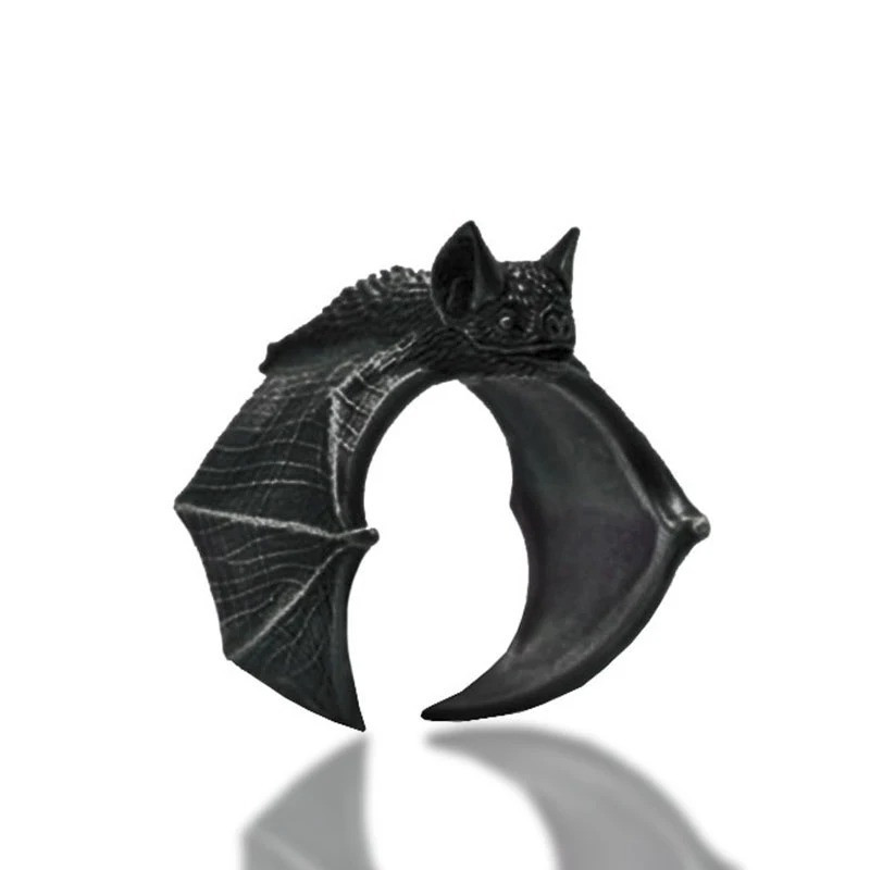 Bague Gothique Chauve-Souris Noir