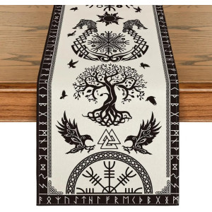 Chemin de table Viking en Lin  Blanc