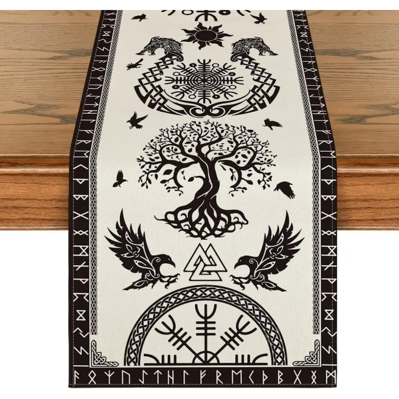 Chemin de table Viking en Lin  Blanc