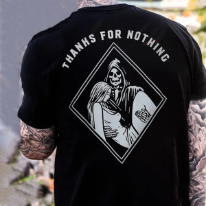 T-shirt Tête de Mort Faucheuse "Thanks For Nothing"