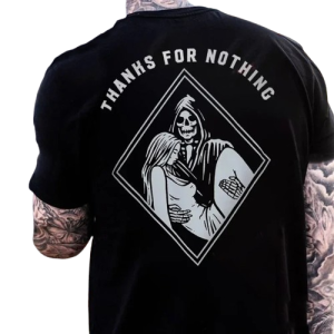 T-shirt Tête de Mort Faucheuse "Thanks For Nothing"