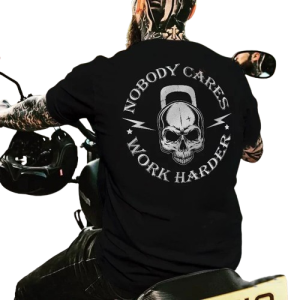 T-shirt Tête de Mort Skull "Nobody Cares - Work Harder"