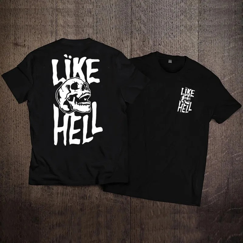 Magnifique T-shirt Tête de Mort Crâne Rieurr "Like Hell"