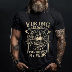 T-shirt Viking "Viking Blood Runs Through My Veins" modèle 1