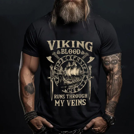 T-shirt Viking "Viking Blood Runs Through My Veins" modèle 1