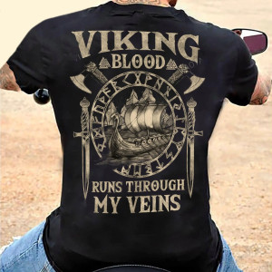 T-shirt Viking "Viking Blood Runs Through My Veins" modèle 2