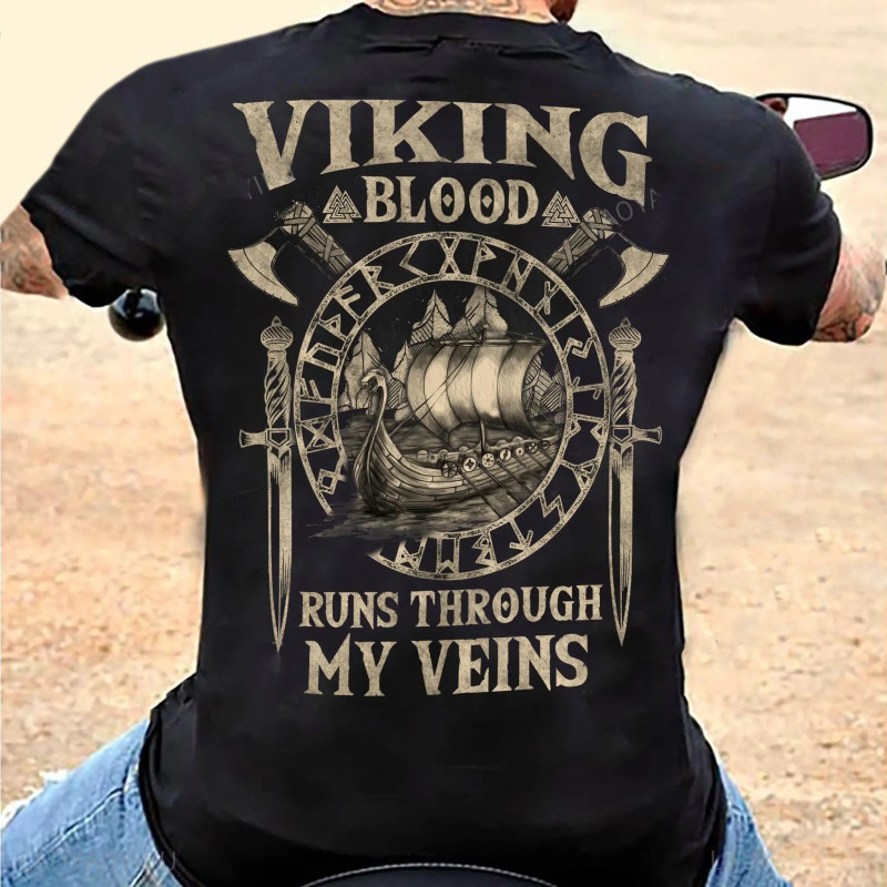T-shirt Viking "Viking Blood Runs Through My Veins" modèle 2