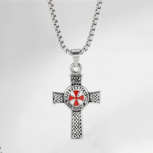 Pendentif Croix des Templiers en Argent avec Motif Celtiquee