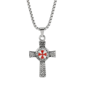 Pendentif Croix des Templiers en Argent avec Motif Celtique