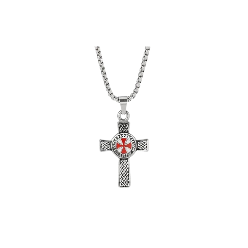 Pendentif Croix des Templiers en Argent avec Motif Celtique