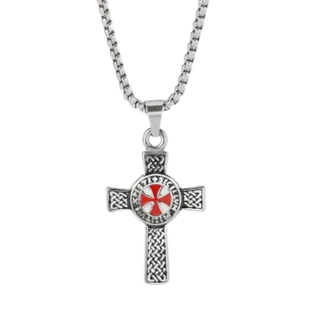 Pendentif Croix des Templiers en Argent avec Motif Celtique