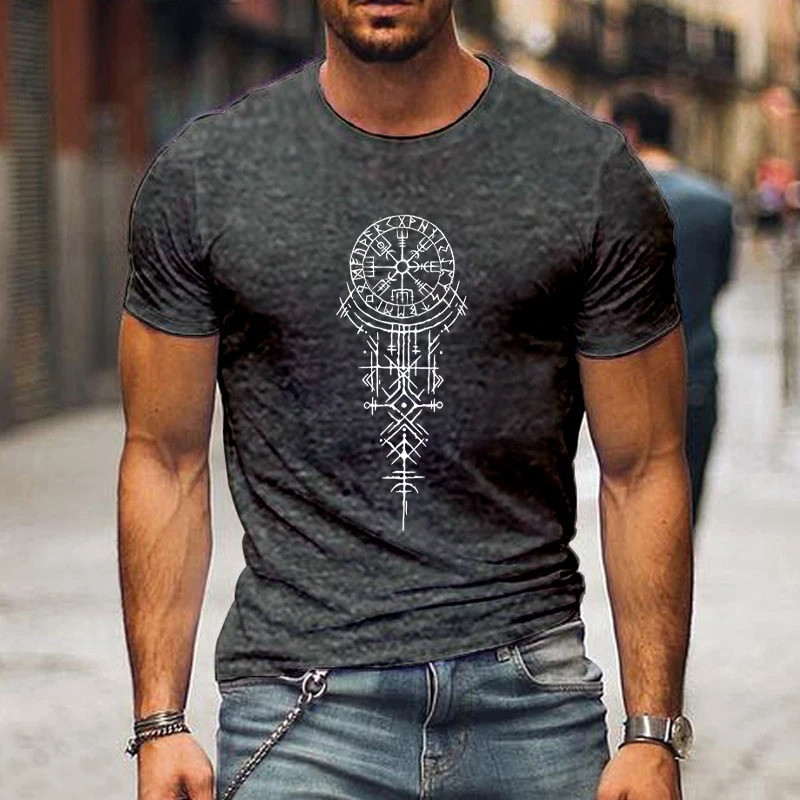 T-shirt Viking Design Rune Viking couleur gris clair