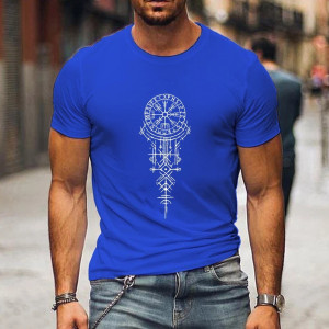 T-shirt Viking Design Rune Viking couleur bleu foncé